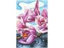 Obraz Różowe kwiaty kamykach abstrakcja