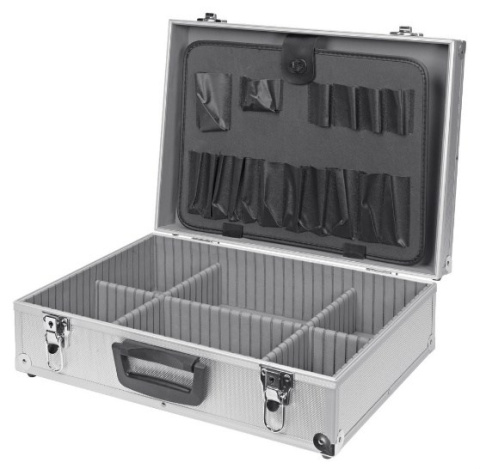 Walizka aluminiowa narzędzia przegródkam 46x15x33cmi
