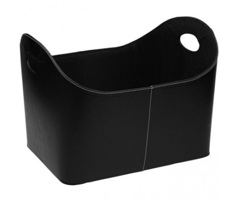 Kosz drewno kominka Eko skóra czarny dwoje uszu