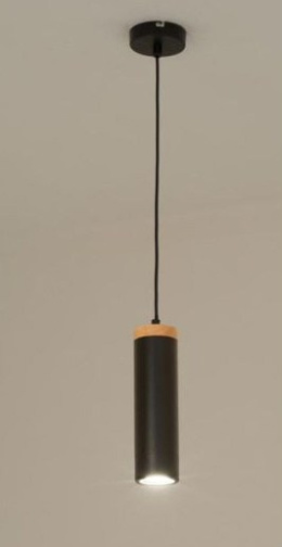 Lampa wisząca TUBES 27cm metalowa drewno żyrandol czarna  