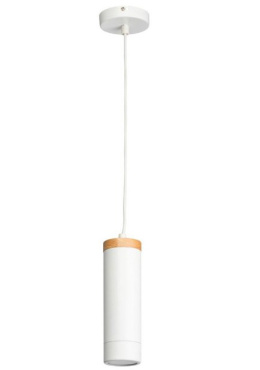 Lampa wisząca TUBES 27cm metalowa drewno żyrandol biała  