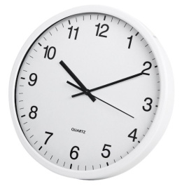 Zegar ścienny TOE biały metalowy szyba baterie 30cm