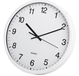 Zegar ścienny TOE biały metalowy szyba baterie 30cm