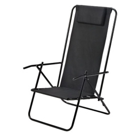 Leżak krzesło plażowe BLACK czarny dwupoziomowe stalowe