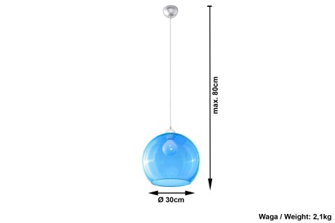 Lampa Wisząca BALL Błękitna żyrandol kuchnia salon pokój