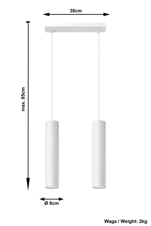 Lampa Wisząca LAGOS 2 Biały żyrandol kuchnia salon pokój