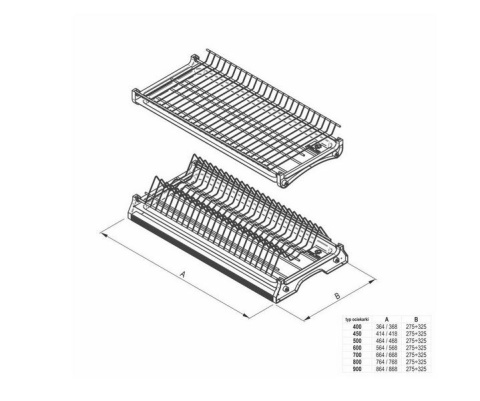 Suszarka naczyń szafkowa 9x76x28 elem mocujące