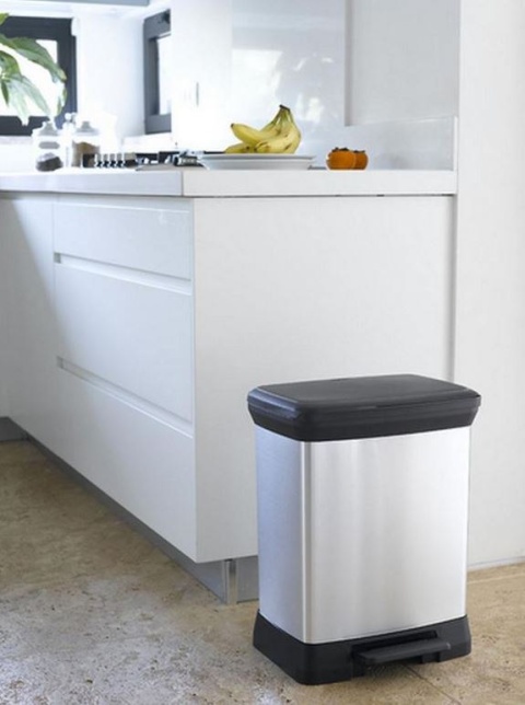 Kosz śmieci IPS pokrywą pedał srebrny 30 l  