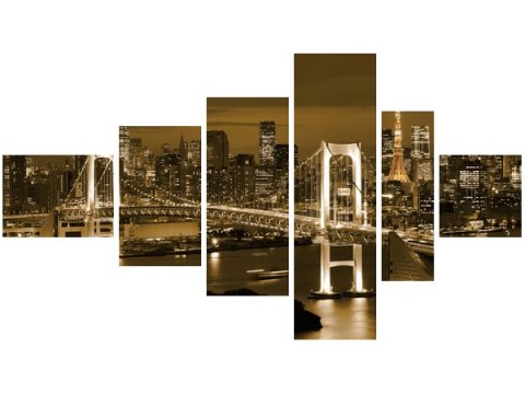 100cm 180cm Obraz 6 elem Rainbow Bridge Tokio ścienny  