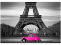 100 70cm Obraz płótno Różowe autko Paryżu    płótno rama