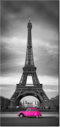 115cm 55cm Obraz ścienny Różowe autko Paryżu druk rama   płótno 