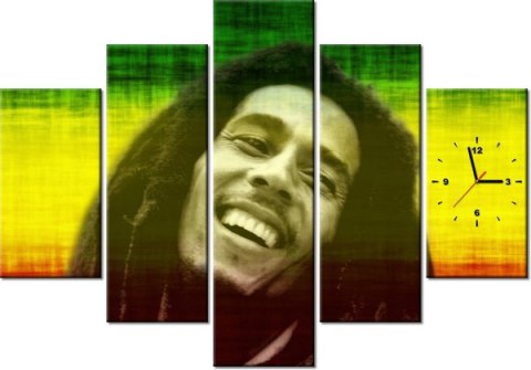 105cm 150cm ZEGAR 5 elem Bob Marley druk   obraz 