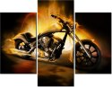 70 90cm Obraz 3 elem Motocykl ogniu ścienny płótno 