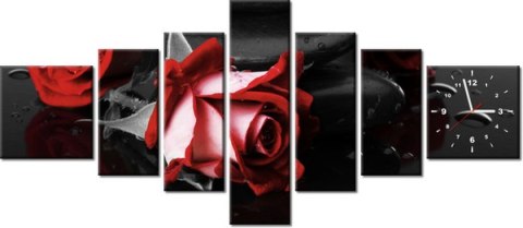 70cm 160cm ZEGAR 7 eleme Czerwone róże druk   obraz 