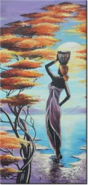 115cm 55cm Obraz ścienny Afrykańska dziewczyna koszem druk rama   płótno 