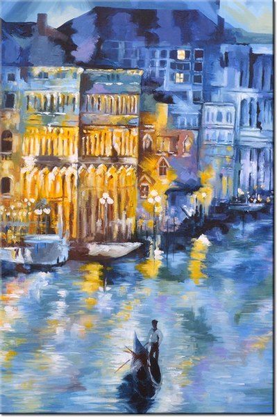100 70cm Obraz płótno Wenecja nocą    płótno rama