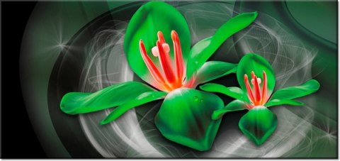 115cm 55cm Obraz ścienny Zielone kosmiczne kwiaty   Jakub Banaś druk rama   płótno 