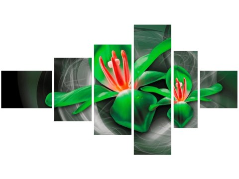 100cm 180cm Obraz 6 elem Zielone kosmiczne kwiaty   Jakub Banaś ścienny  