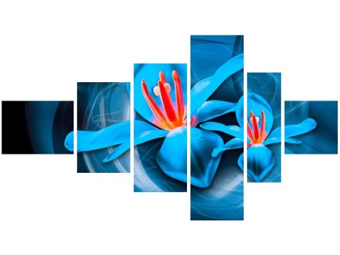100cm 180cm Obraz 6 elem Niebieskie kosmiczne kwiaty   Jakub Banaś ścienny  