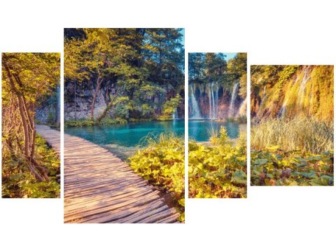 135cm 80 obraz 4 elem Jezioro Plitvice jesienią ścienny   