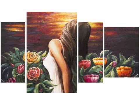 135cm 80 obraz 4 elem Kobieta wśród kwiatów ścienny   