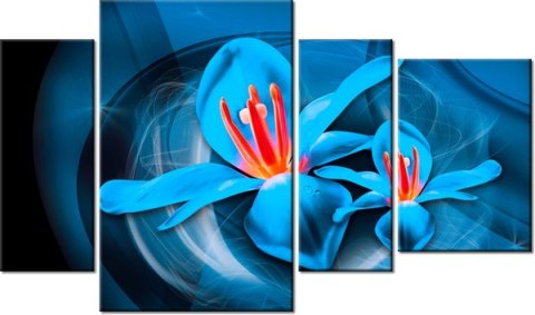 135cm 80 obraz 4 elem Niebieskie kosmiczne kwiaty   Jakub Banaś ścienny   