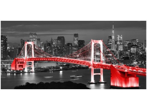 115cm 55cm Obraz ścienny Tokyo most tęczowy czerwieni druk rama   płótno 