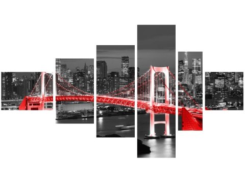 100cm 180cm Obraz 6 elem Tokyo most tęczowy czerwieni ścienny  