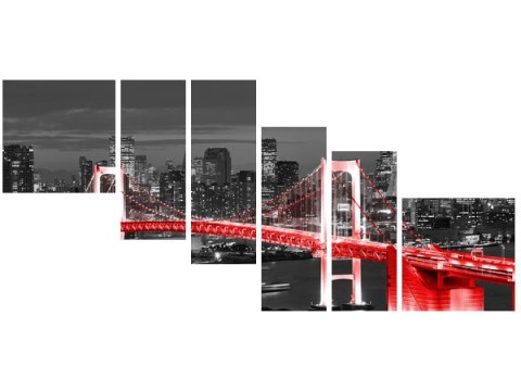 100cm 220cm OBRAZ 6 elem Tokyo most tęczowy czerwieni ścienny   