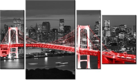 135cm 80 obraz 4 elem Tokyo most tęczowy czerwieni ścienny   