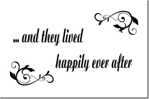 120cm 80cm obraz napis Żyli długo szczęśliwie druk   