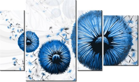 135cm 80 obraz 4 elem Niebieskie dmuchawce ścienny   