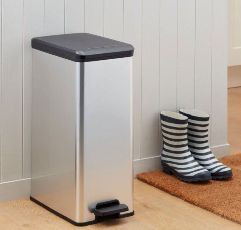 Kosz śmieci TICO pedał 40 l srebrny biurowy