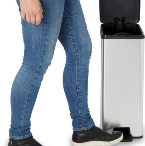 Kosz śmieci TICO pedał 40 l srebrny biurowy