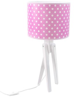 Lampka biurkowa stołowa dziecięca Effy różowe groszki biały