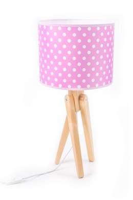 Lampka biurkowa stołowa dziecięca Effy różowe groszki drewno