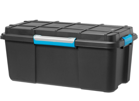 Skrzynia szczelna zamykana REW kołach 80l klamry chroni wilgoć