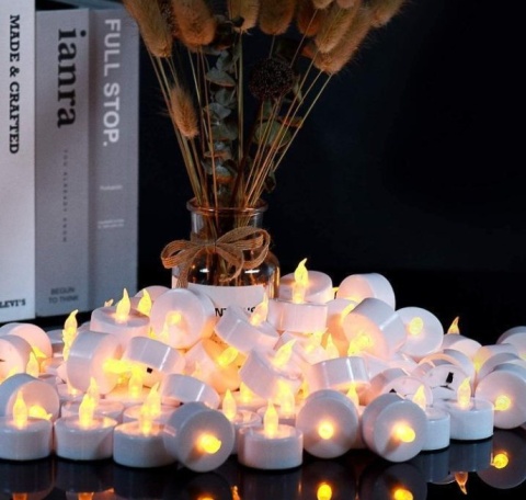 Świeczki biała 48szt tealight LED bateria zbuduj nastrój 25h