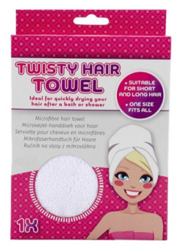 Ręcznik do włosów 1 sztuka mikrowkłókno biały TWISTY  ZWY
